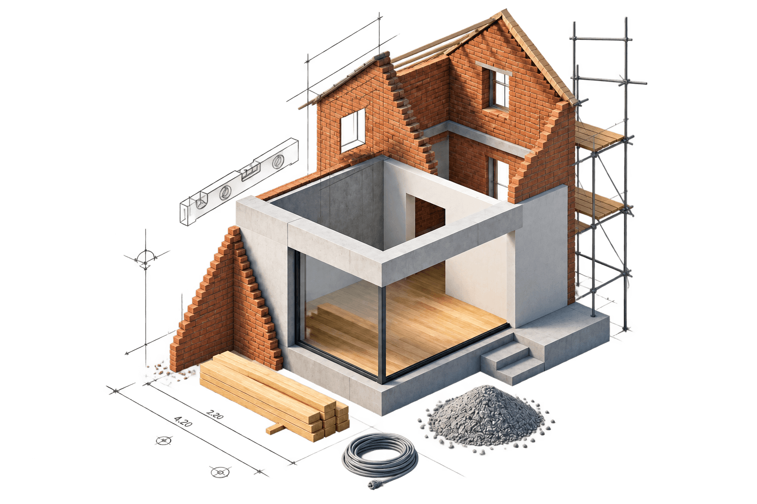 Ilustração de construção e remodelação Obra+